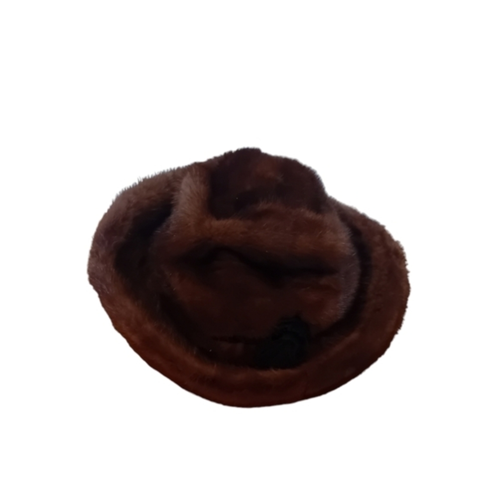 Vintage 1950s-1960s Fur Derby Bowler Hat Women's Derbers W/ Braided Band